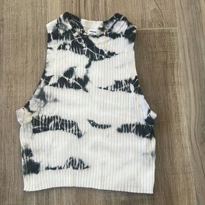 GARAGE High Neck Tie-dye ribbed crop tank top size P/S